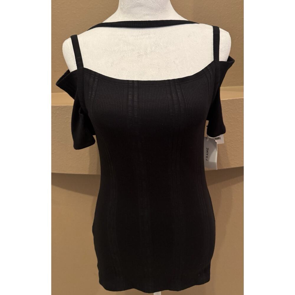 Frame Shirt Women’s Black Short Sleeve Blouse Size L
